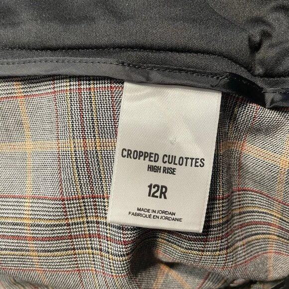 Express Women 12R Plaid Preppy Academia Wide Leg High Rise Cropped Culottes Pant - Picture 11 of 12